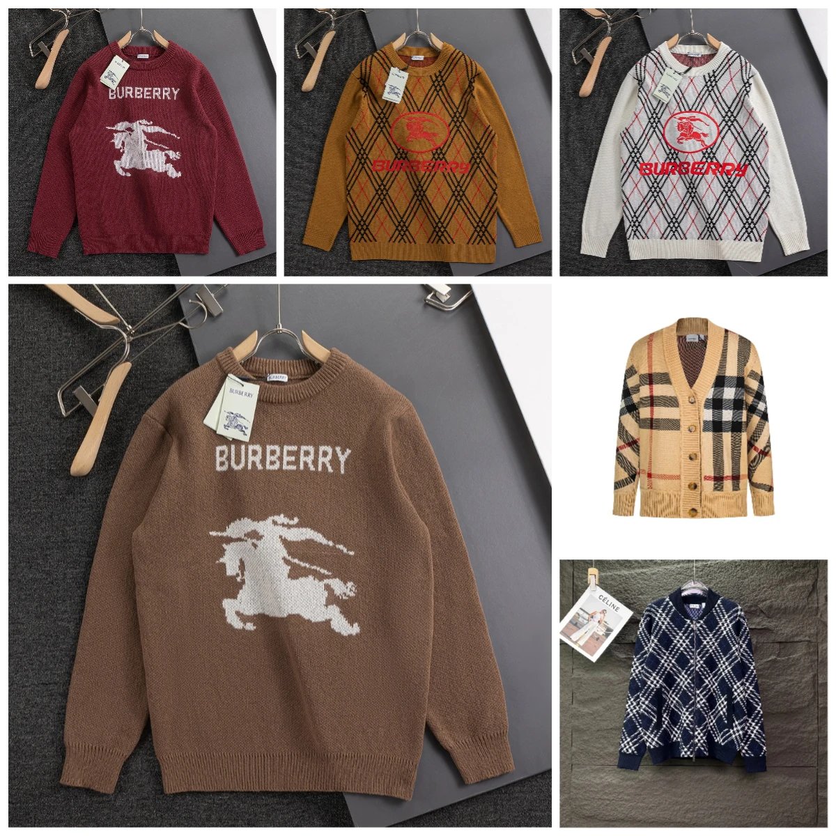 Burberry Equestrian Knight Design Knit Sweater Multicolor