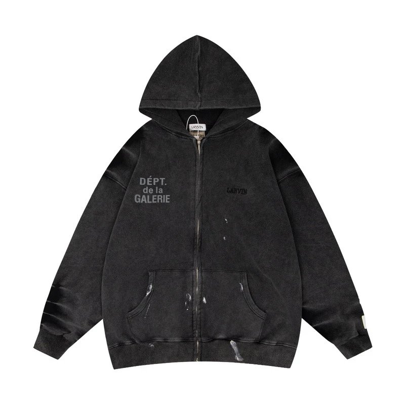 Lanvin Gallery Dept. Paint Splatter Vintage Zip-Up Hoodie Black