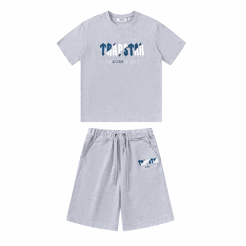 Trapstar It's A Secret Graphic Streetwear Shorts Set Gray
