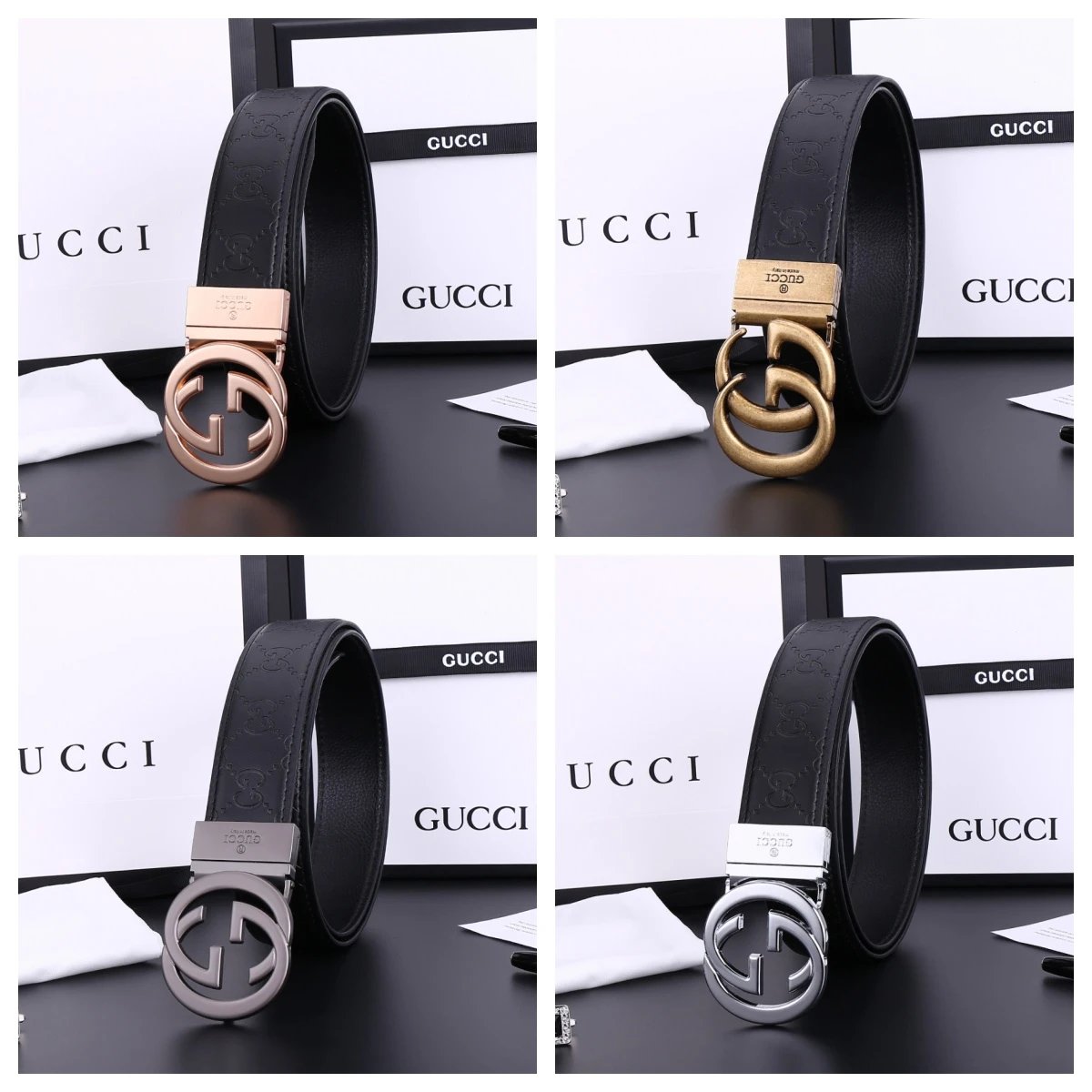 Gucci GG Marmont Reversible Leather Belt Black