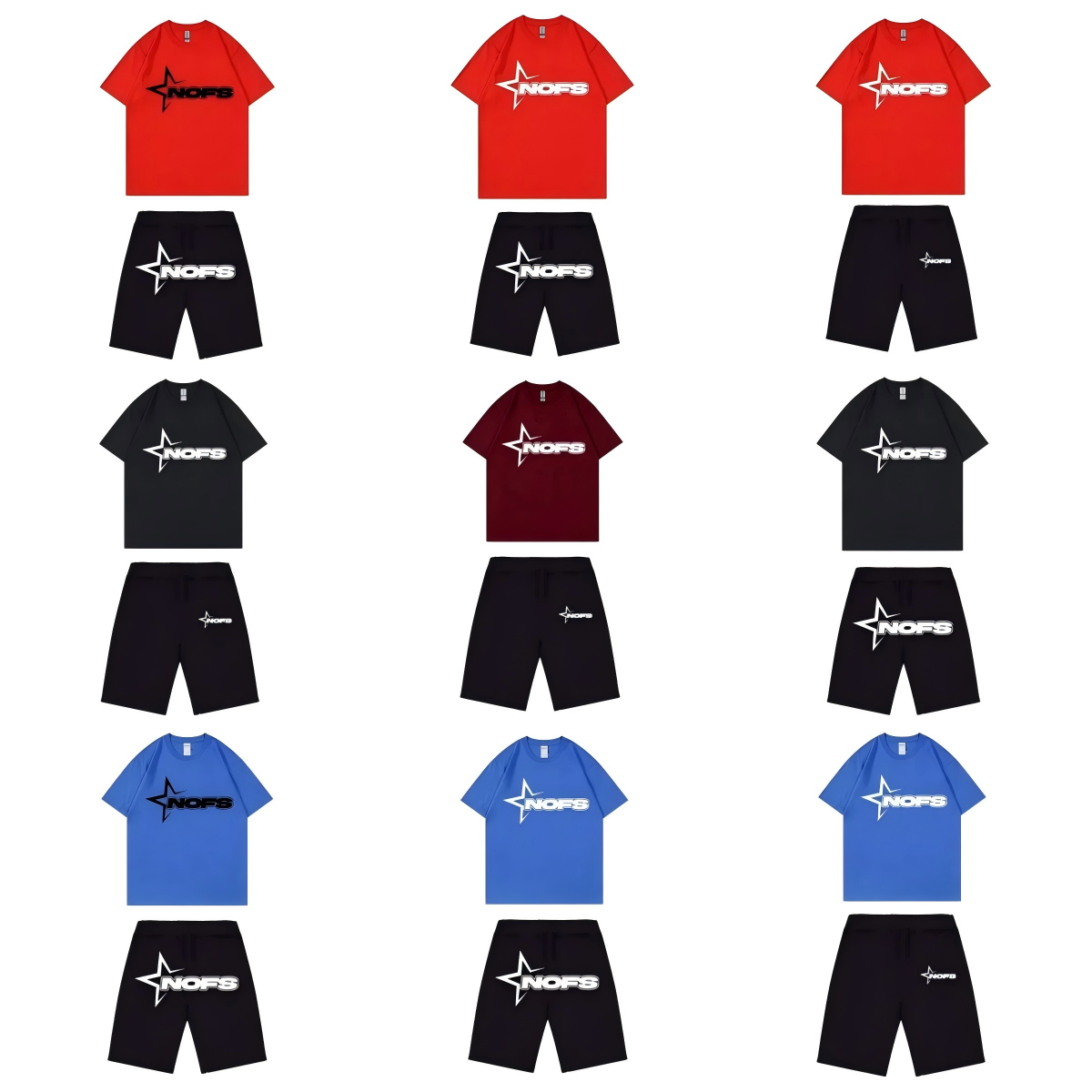 NOFS Star Graphic Matching Set Streetwear T-Shirt and Shorts Multicolor