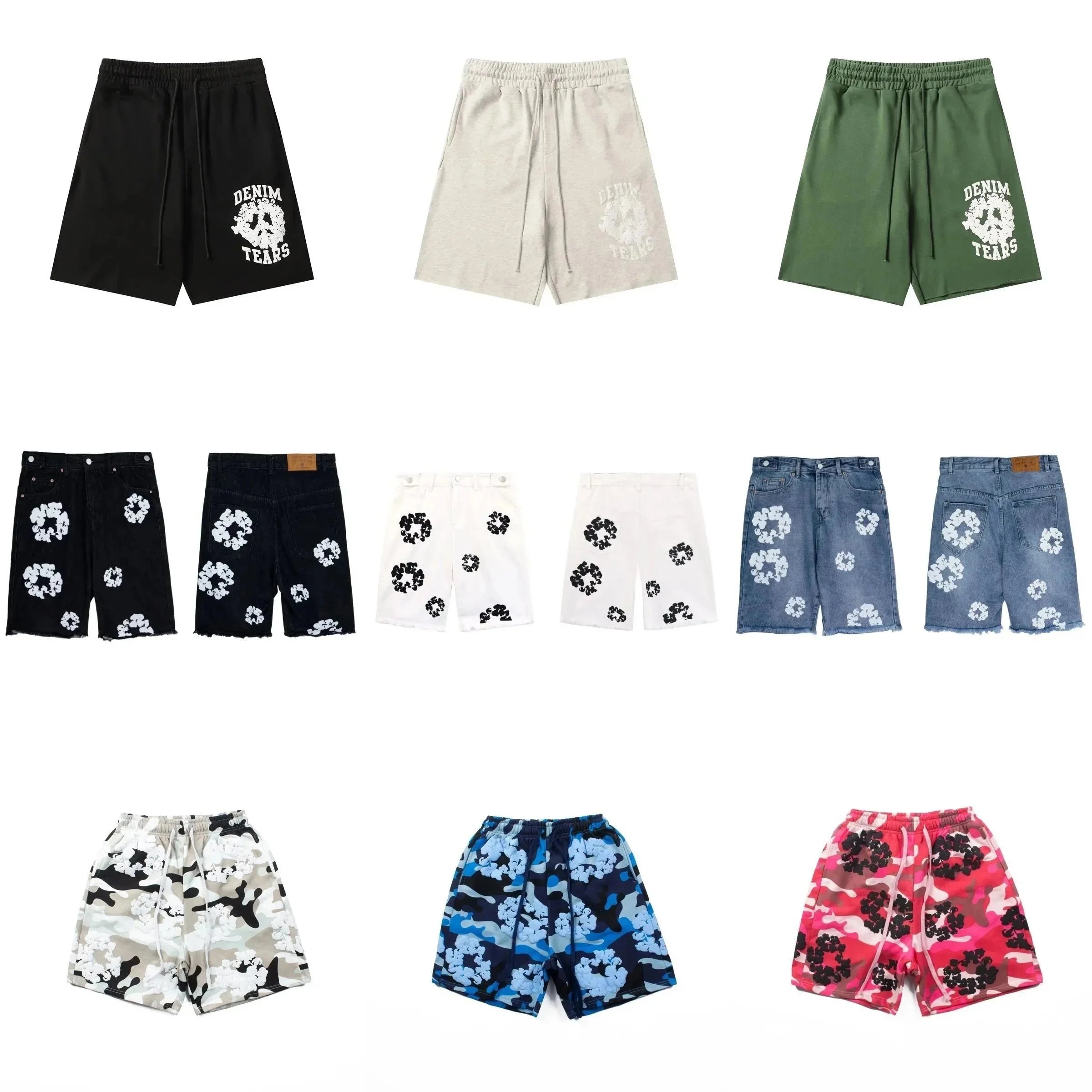 Denim Tears Cotton Wreath Graphic Streetwear Shorts Multicolor