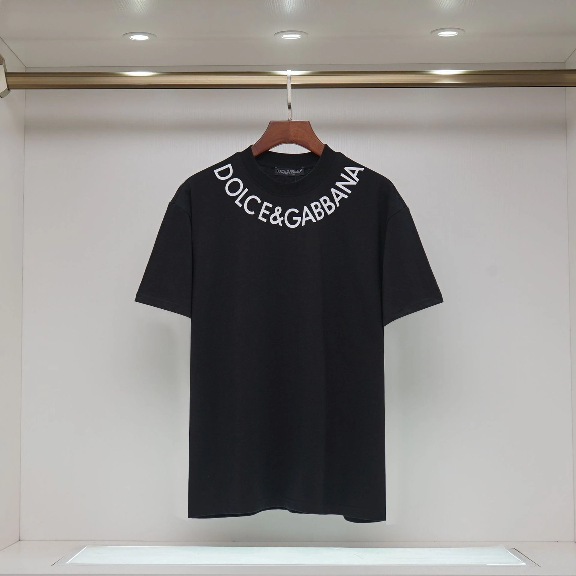Dolce & Gabbana D&G Neckline Print Cotton T-Shirt Black