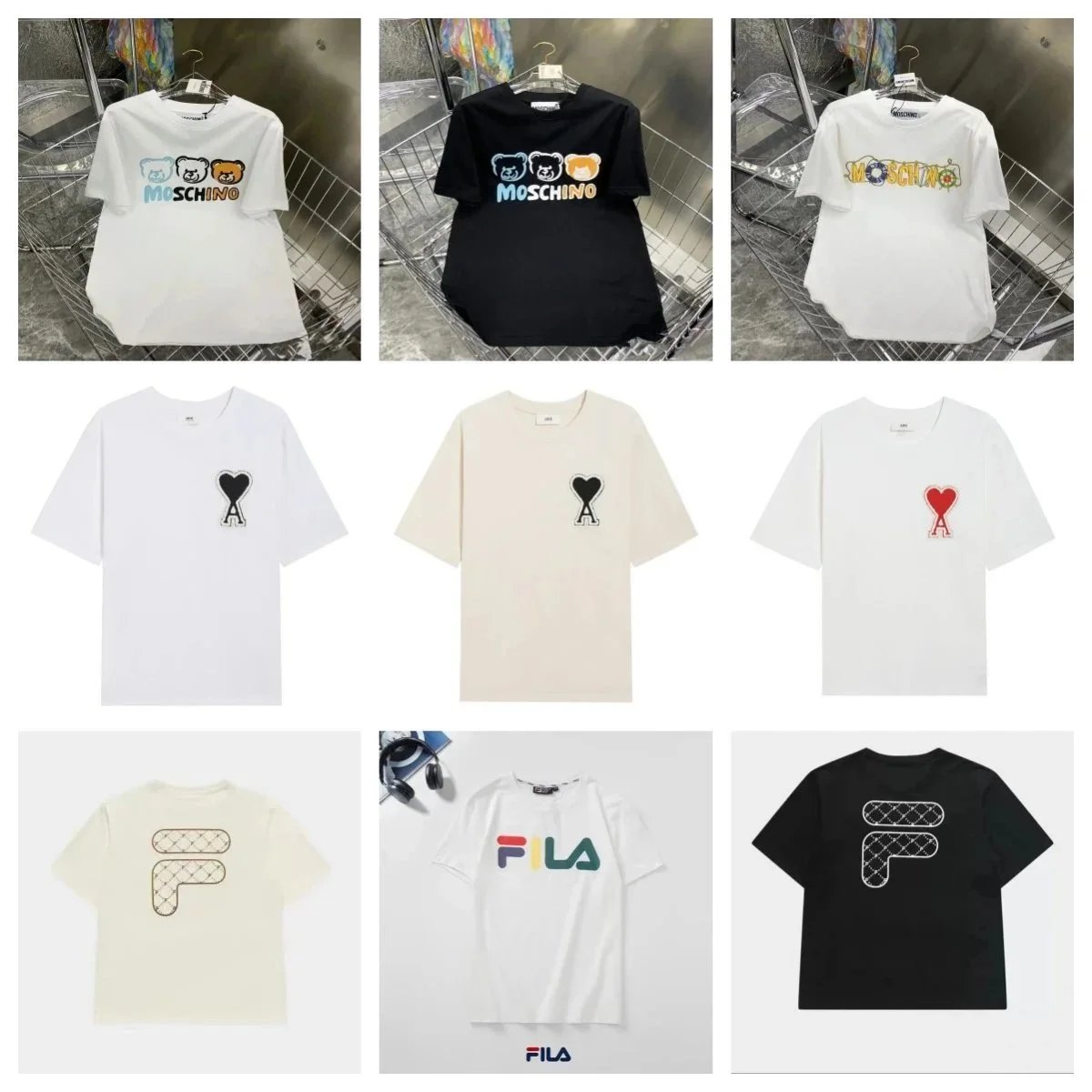 Moschino Teddy Bear Graphic Cotton T-Shirt White and Black