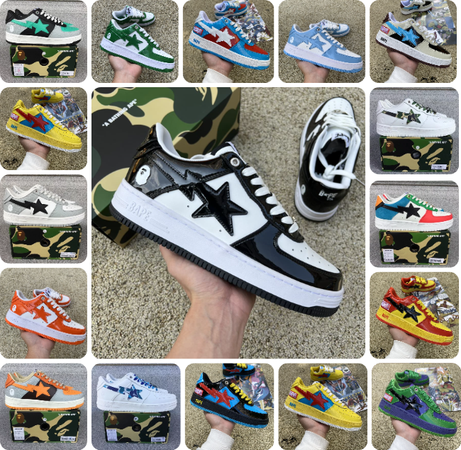 A Bathing Ape BAPE Bapesta Patent Leather Sneakers Multicolor