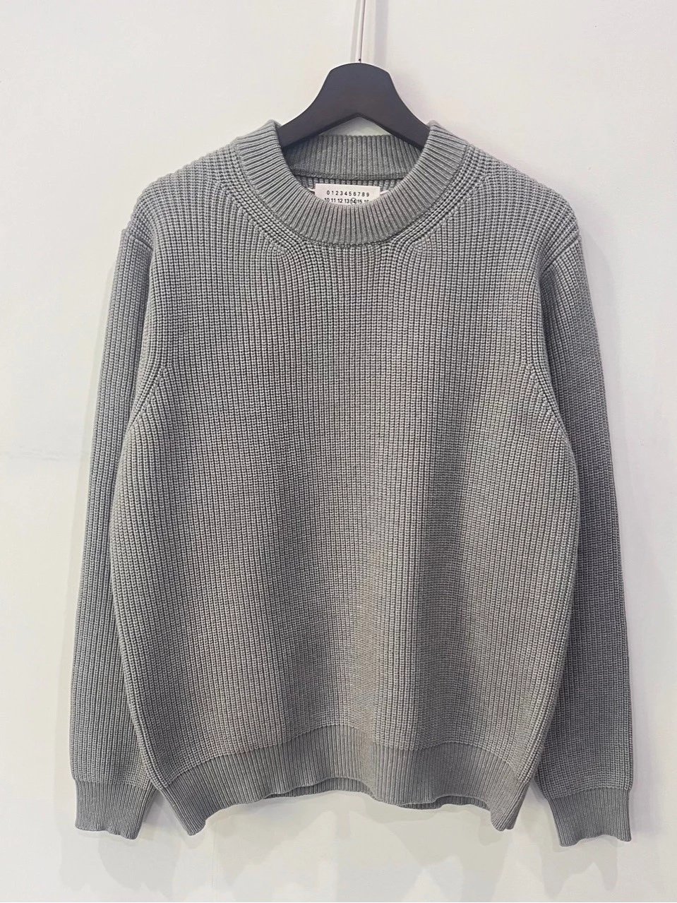 Maison Margiela MM Ribbed Knit Crewneck Sweater Gray