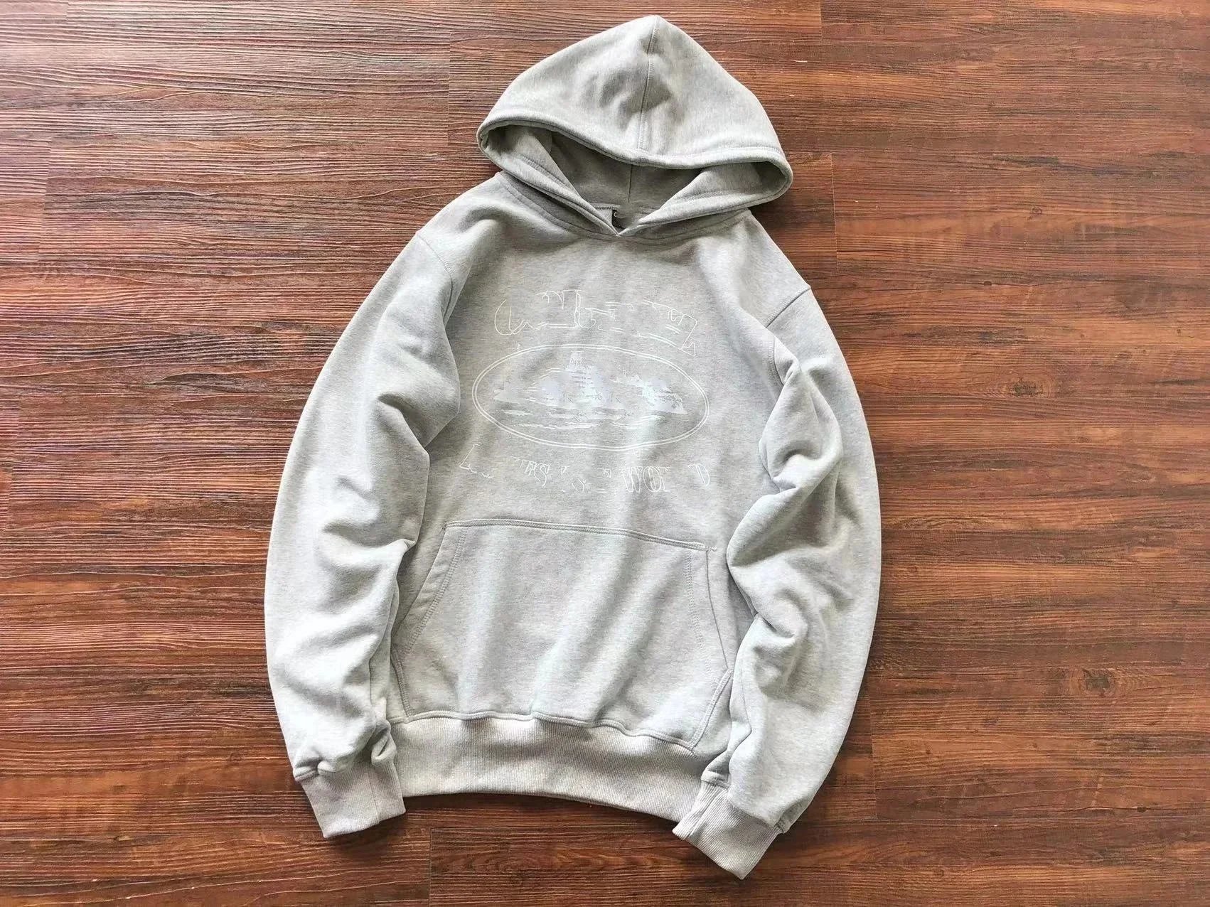 Corteiz CRTZ Rules The World Graphic Streetwear Hoodie Gray