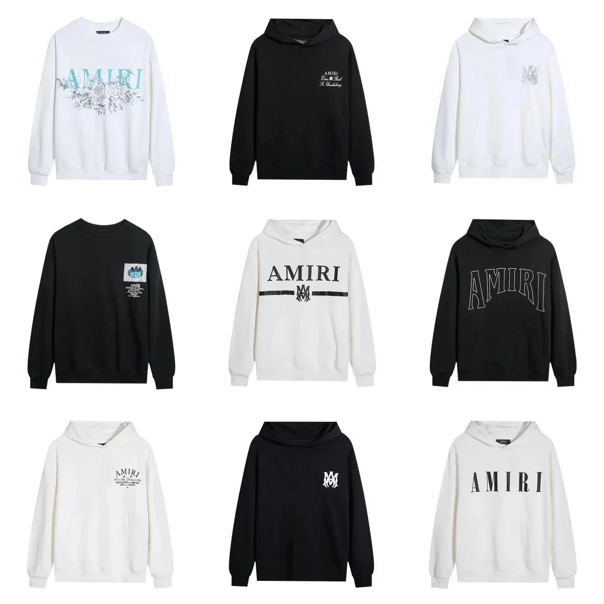 Amiri Graphic Print Cotton Hoodie and Sweatshirt Collection Black and White
