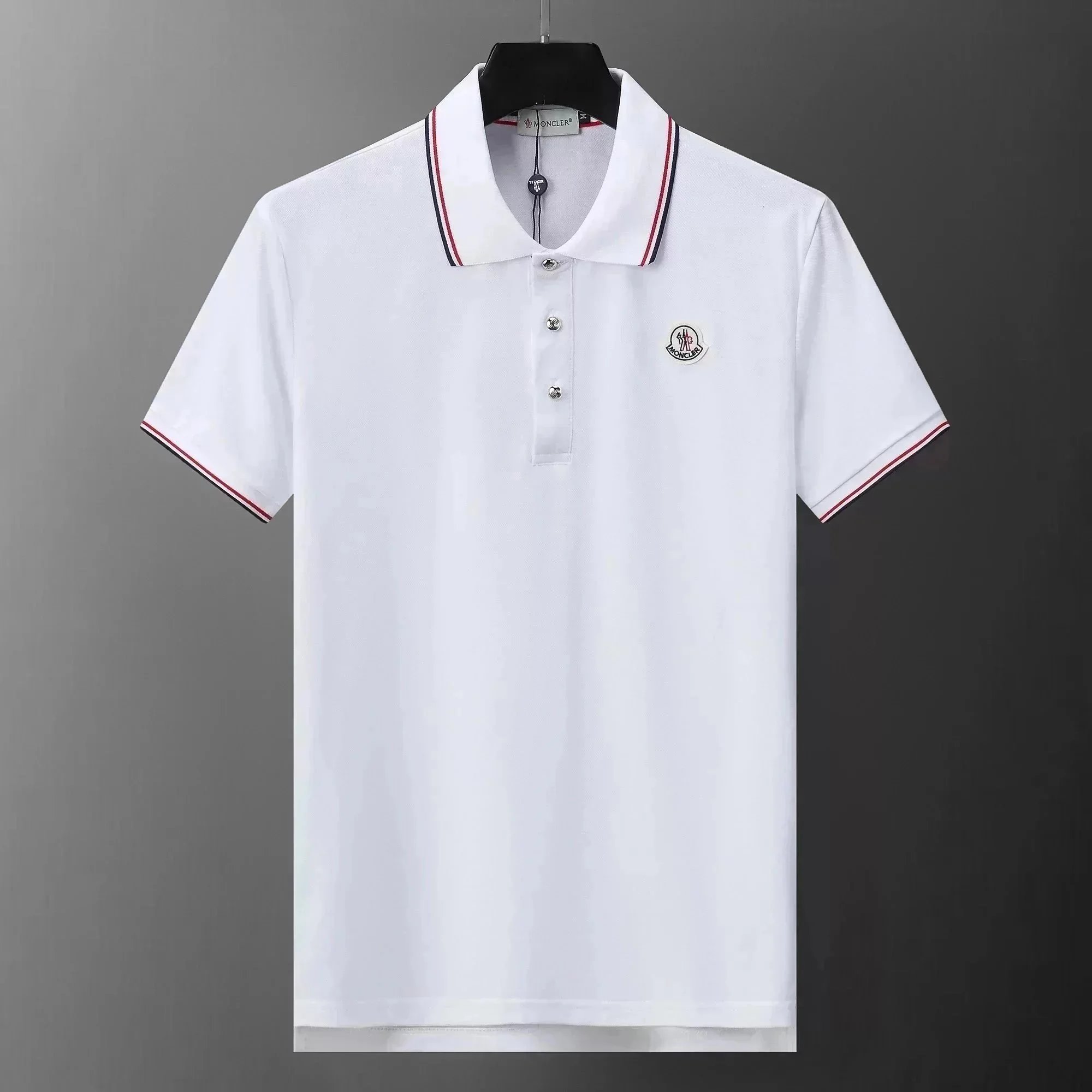 Moncler Cotton Pique Classic Polo Shirt White