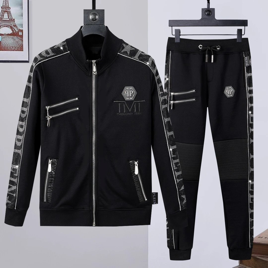Philipp Plein TMT Rhinestone Embellished Tracksuit Set Black