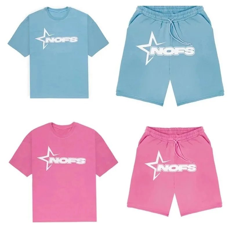 NOFS Star Graphic Oversized Matching Set Blue and Pink