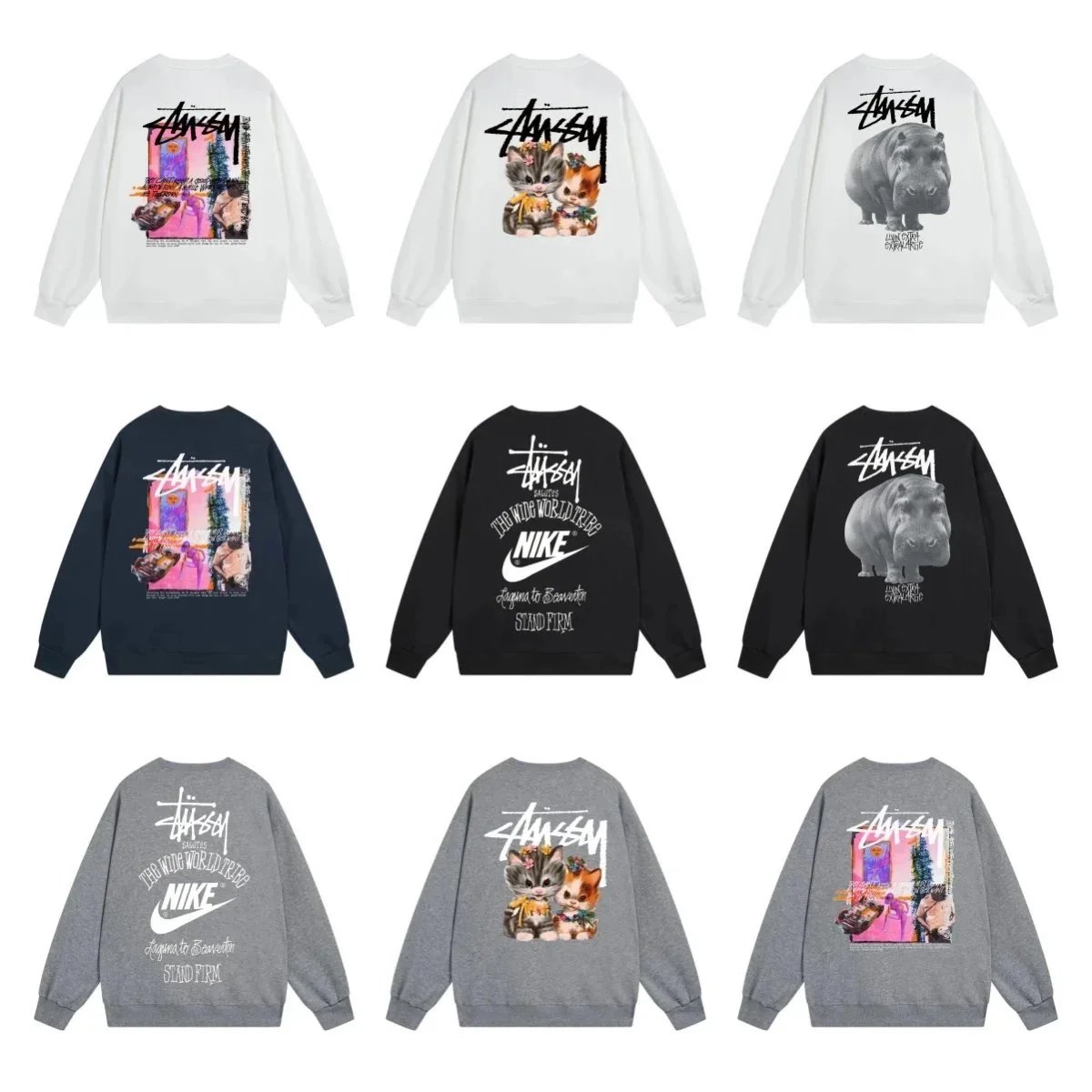 Stussy Graphic Print Streetwear Sweatshirt Multicolor