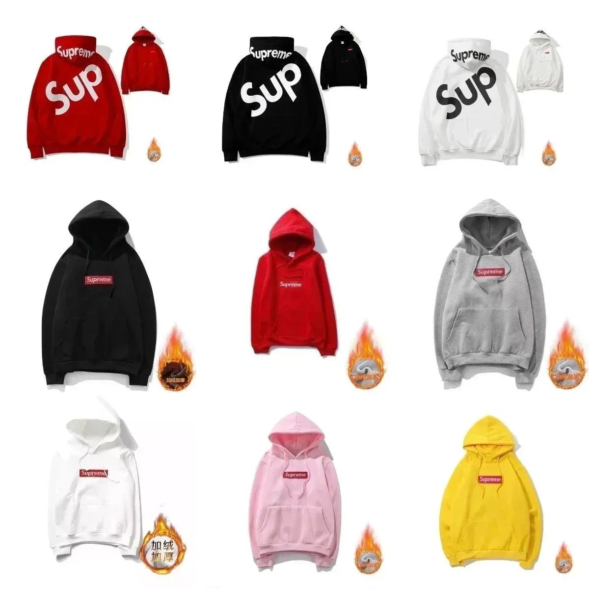 Supreme Box Logo Fleece Streetwear Hoodie Multicolor