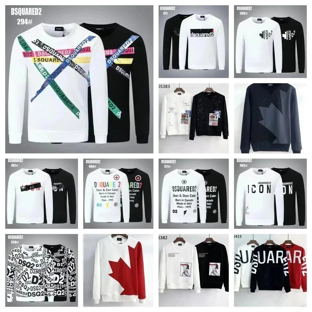 Dsquared2 D2 Graphic Print Cotton Sweatshirt Black and White