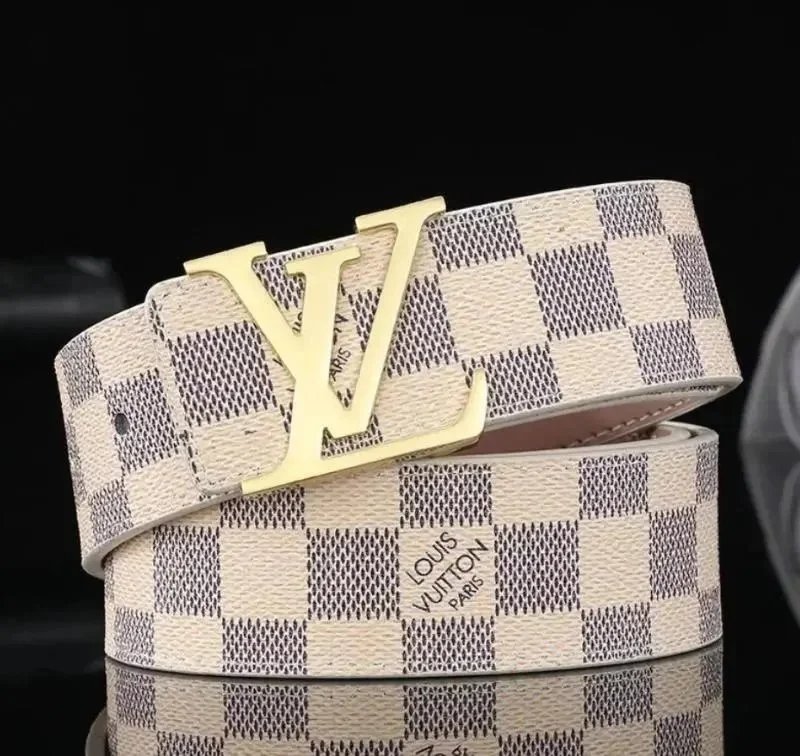 Louis Vuitton LV Damier Azur Iconic Belt White and Beige