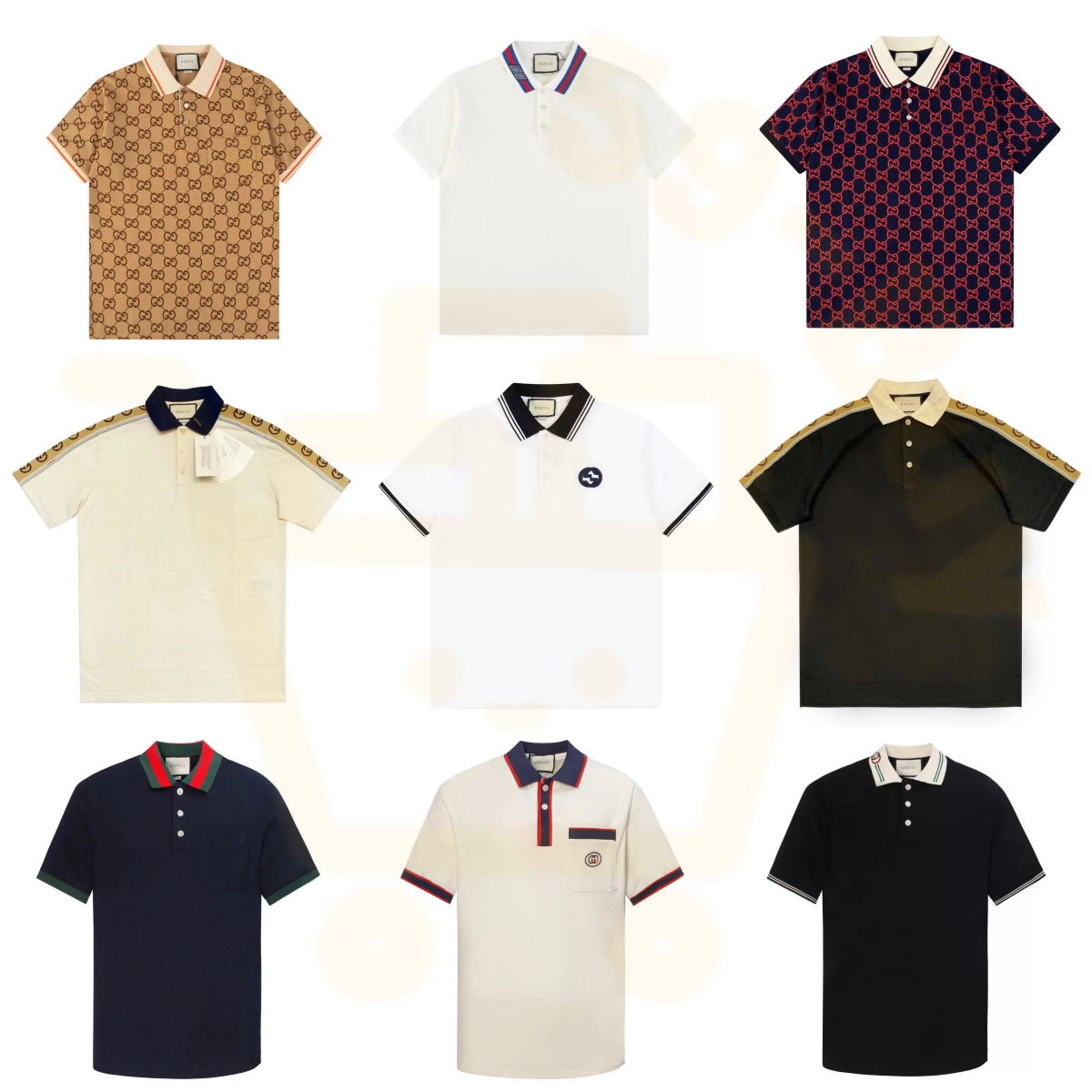 Gucci GG Monogram and Web Stripe Classic Polo Shirt Collection Multicolor