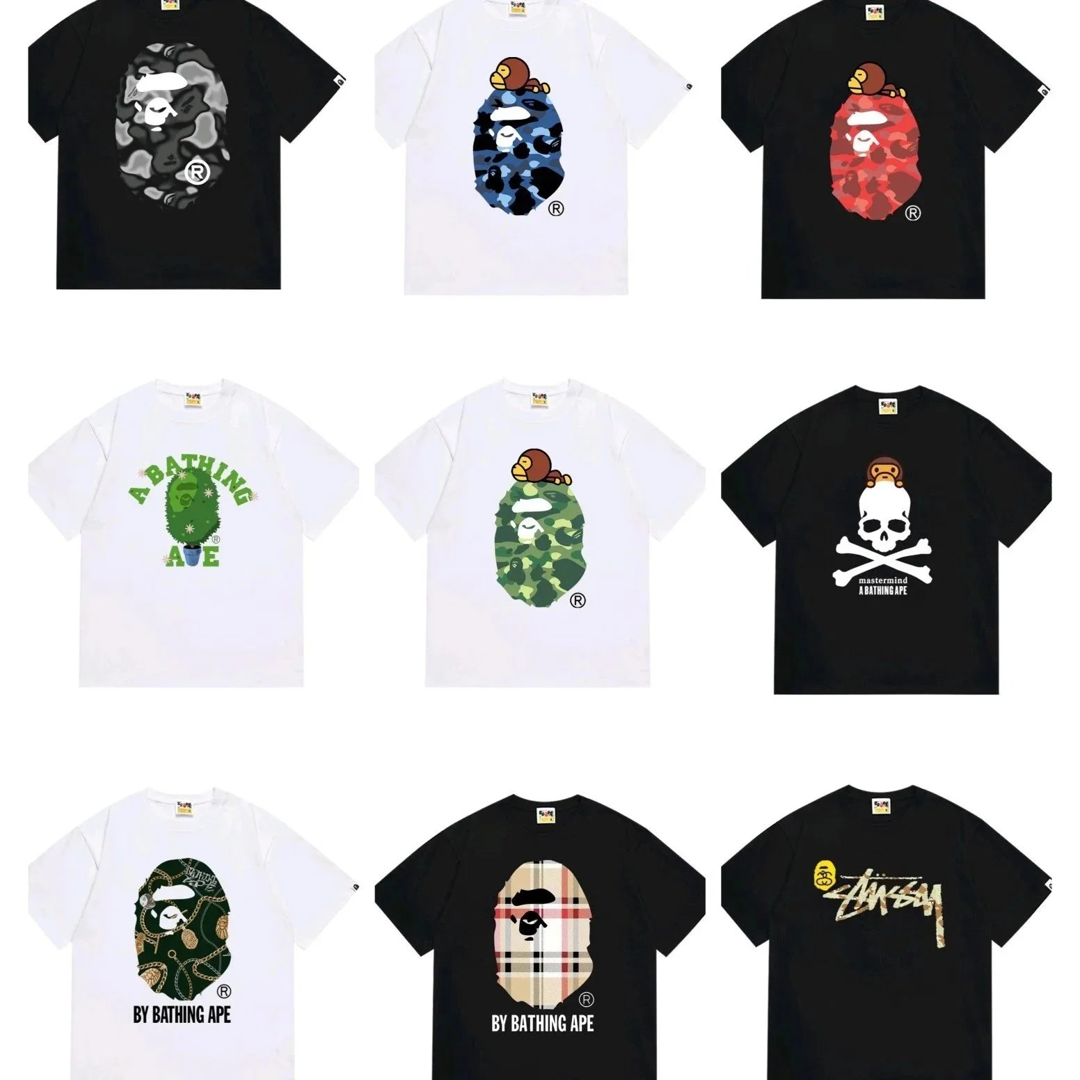 A Bathing Ape BAPE Graphic Print Streetwear T-Shirt Multicolor