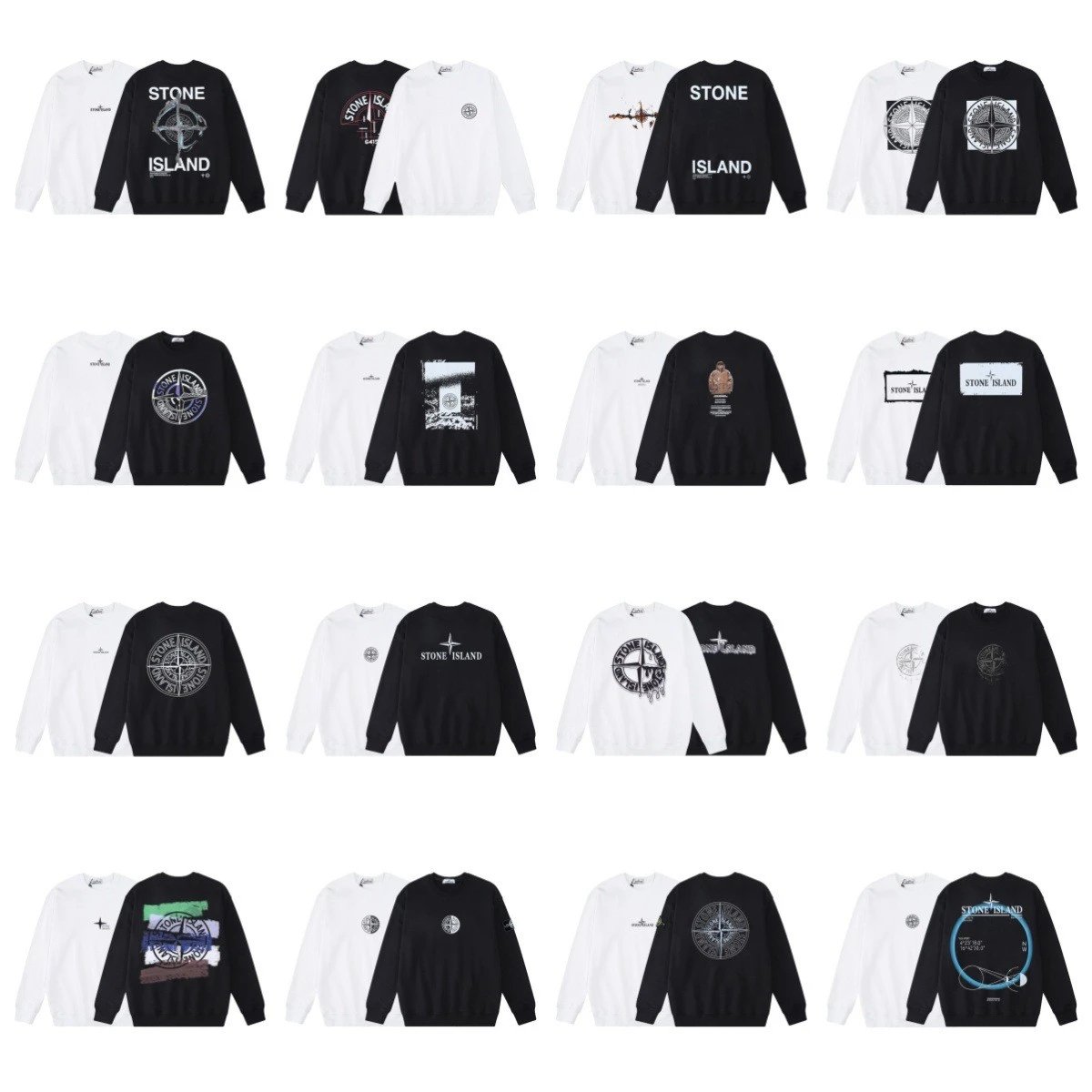Stone Island Graphic Print Crewneck Sweatshirt Black