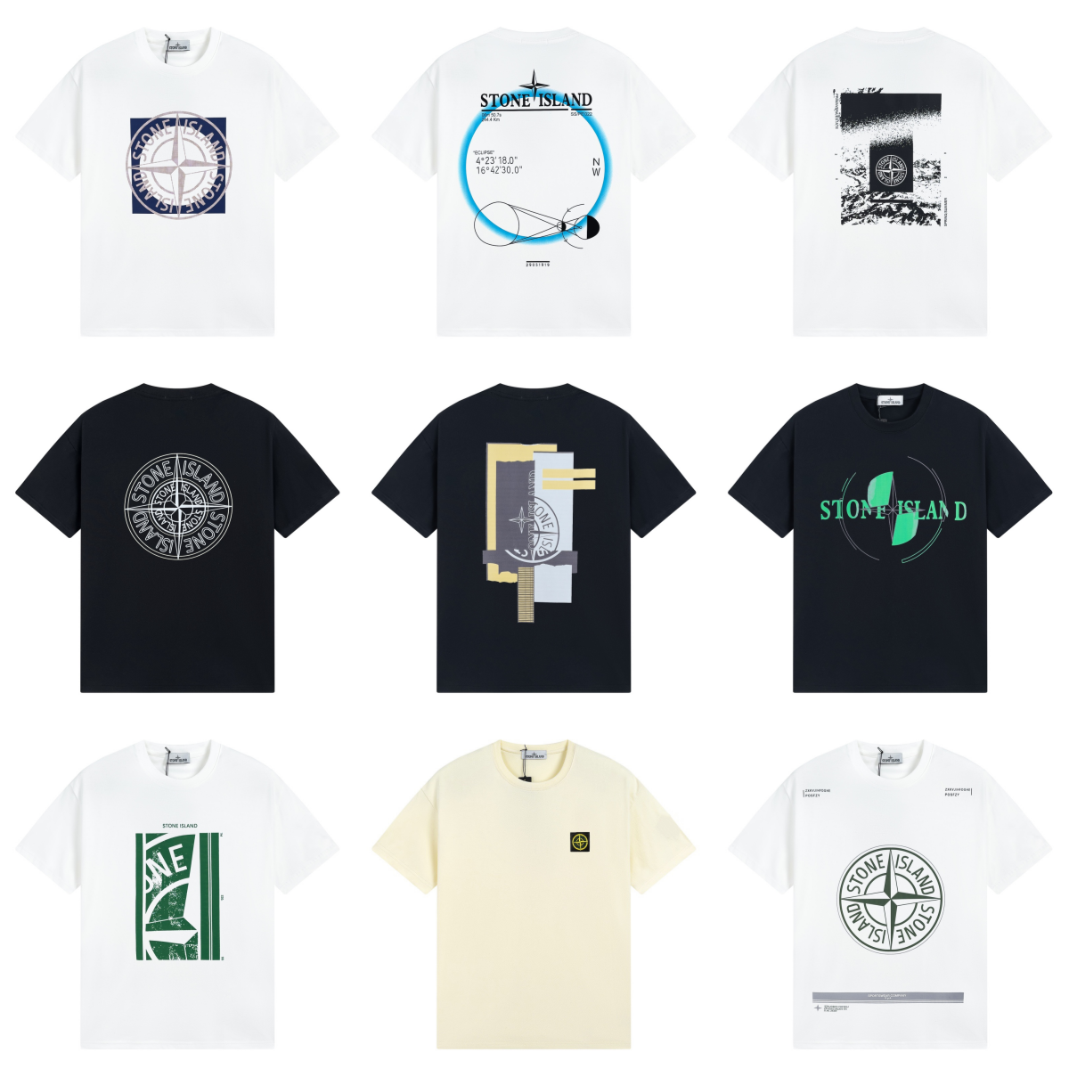 Stone Island Graphic Print Cotton T-Shirt Multicolor
