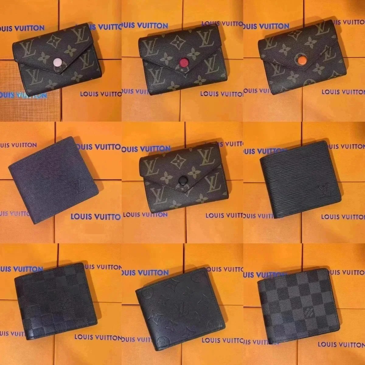 Louis Vuitton LV Multiple Wallet Compact Leather Card Holder Black