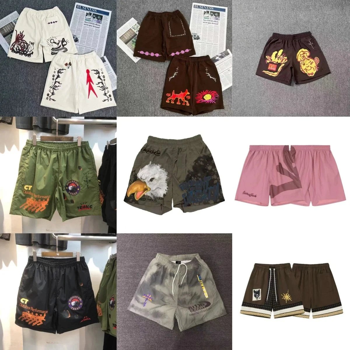 Cactus Jack Graphic Print Streetwear Shorts Multicolor