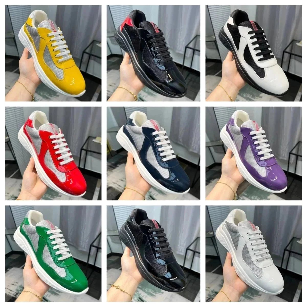 Prada America's Cup Patent Leather Sneakers Multicolor