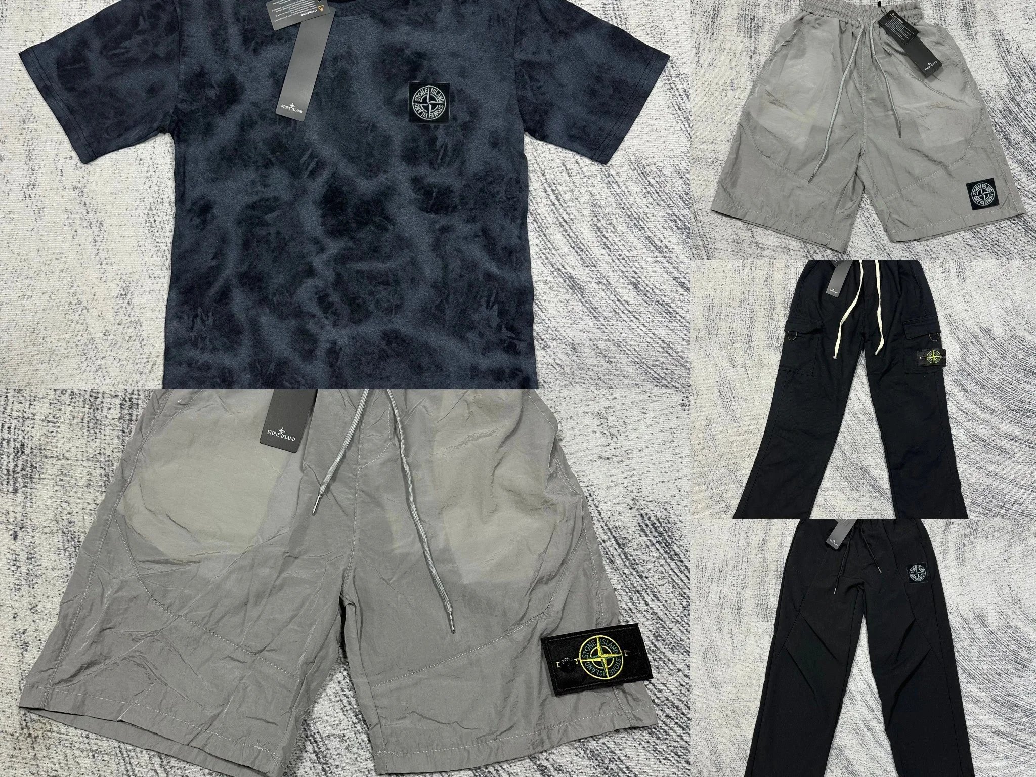 Stone Island Compass Patch Collection Graphic Streetwear T-Shirt and Pants Set Multicolor