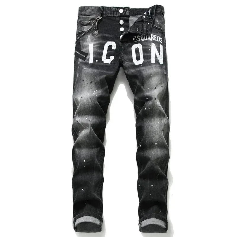 DSQUARED2 D2 ICON Distressed Denim Jeans Black