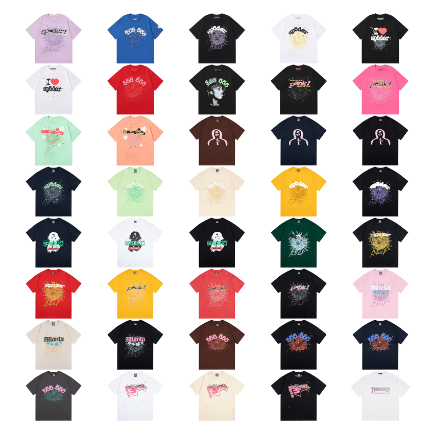 Sp5der Graphic Print Streetwear T-Shirt Multicolor