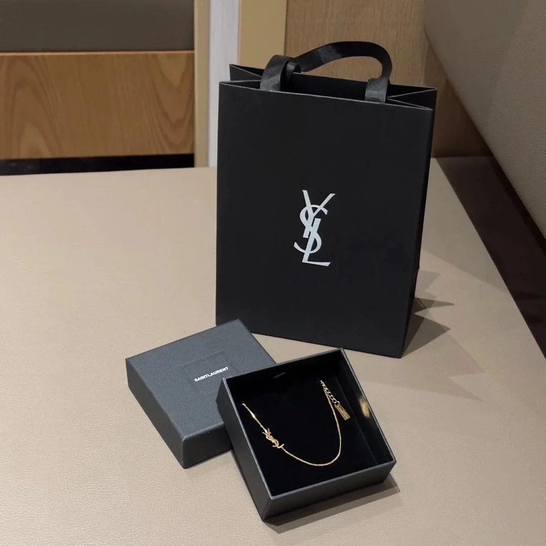 Yves Saint Laurent YSL Monogram delicate Necklace Gold