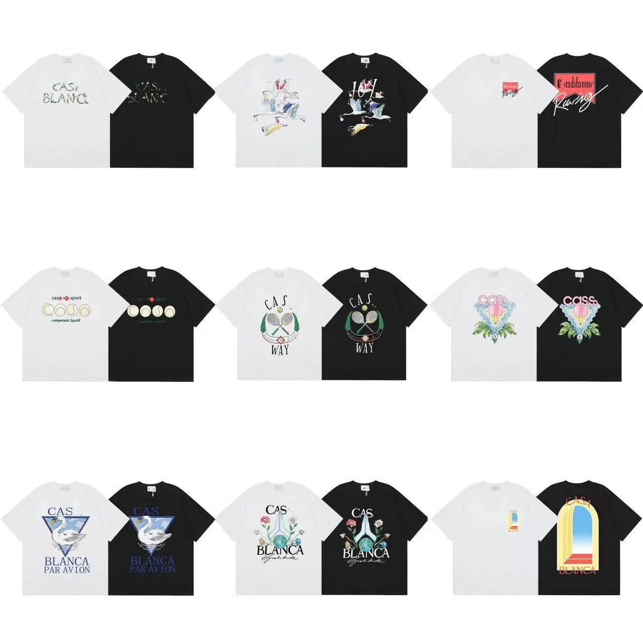 Casablanca Graphic Print Oversized Tee White and Black