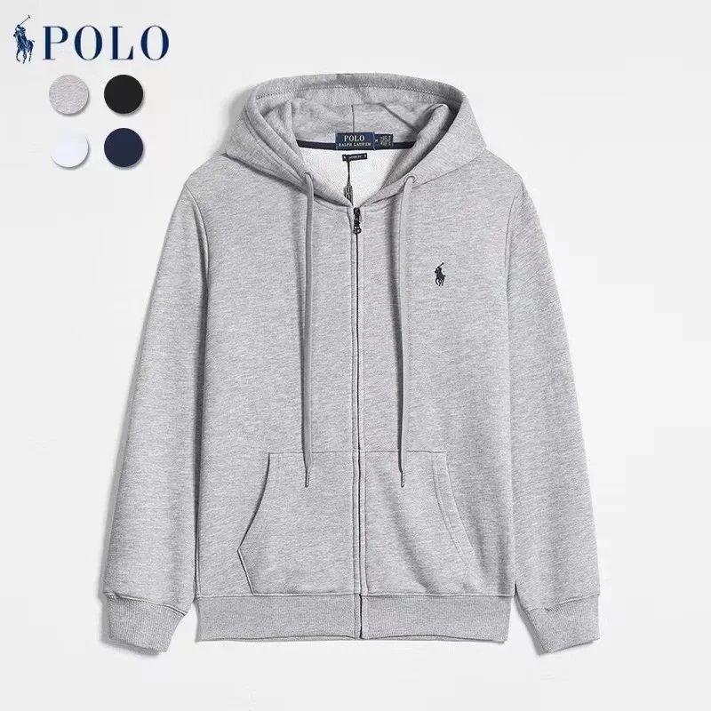 Polo Ralph Lauren PRL Zip-Up Cotton Hoodie Gray