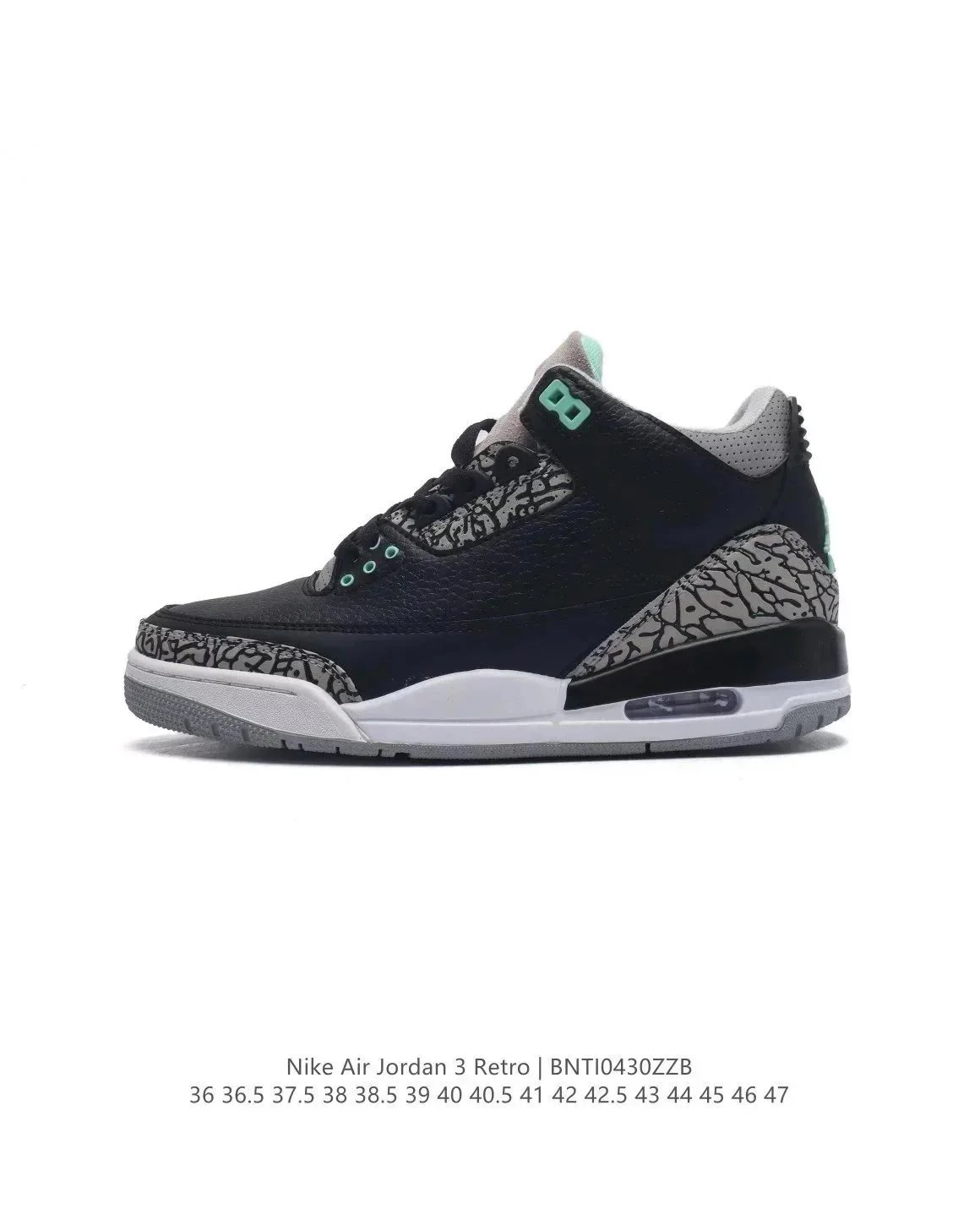 Nike Air Jordan 3 Retro Basketball Sneakers Black and Green