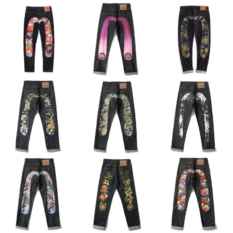 Evisu Daicock Graphic Streetwear Jeans Black