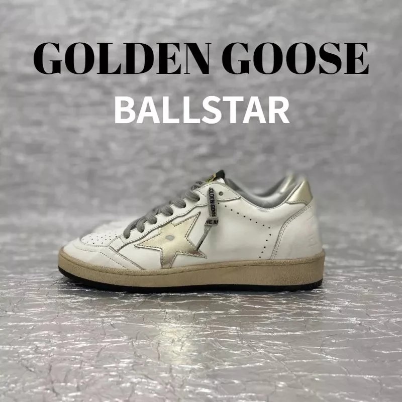 Golden Goose Ballstar distressed Sneakers White and Gold