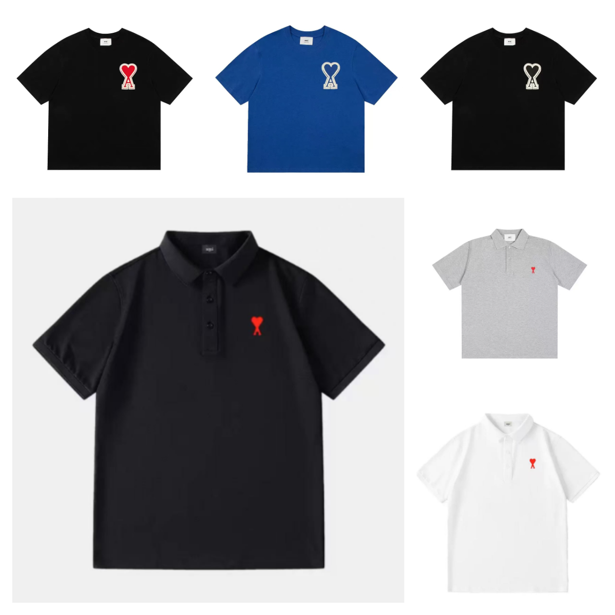 Ami Paris Ami Ami de Coeur Cotton T-Shirt and Polo Shirt Collection Multicolor