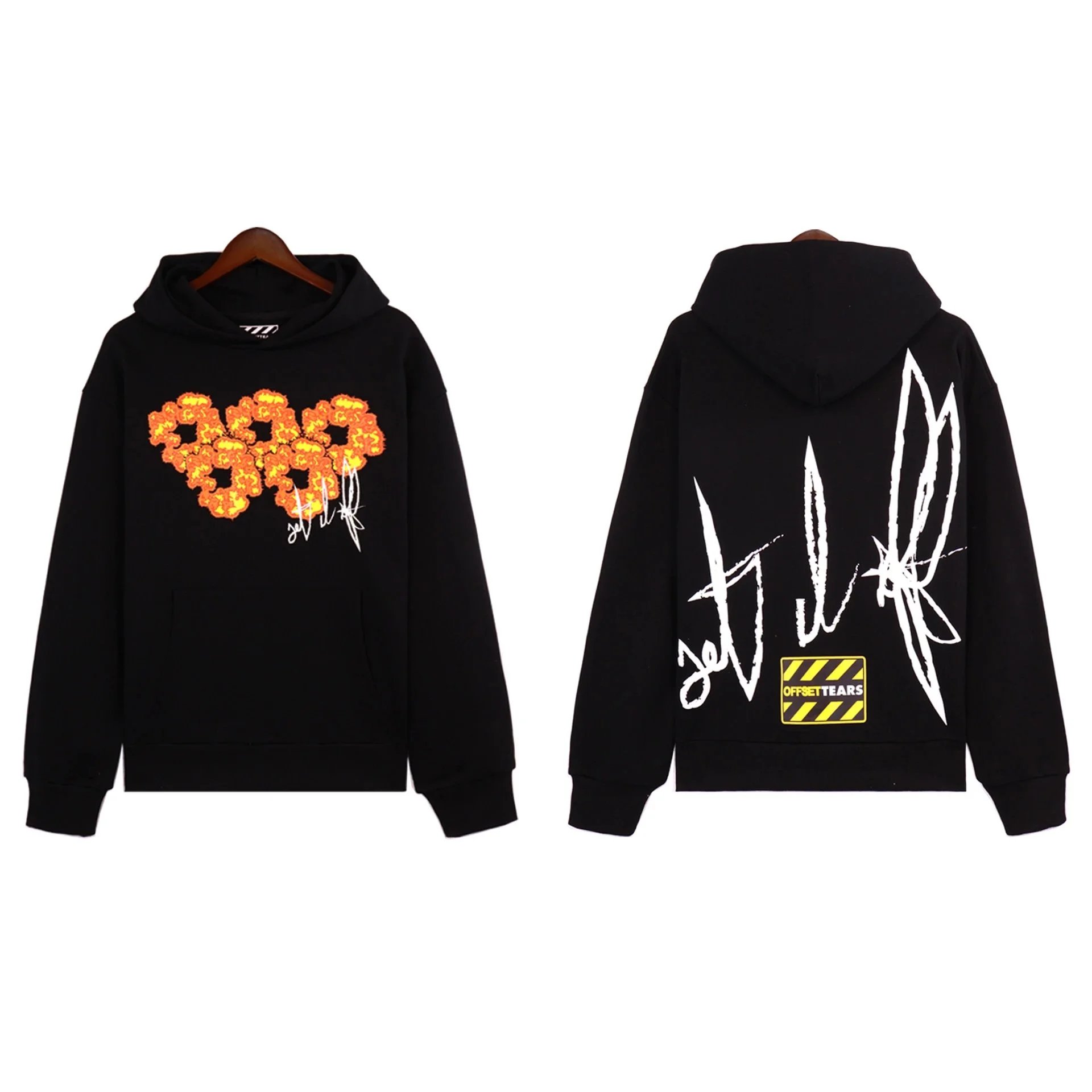 Offsettears Set It Off Graphic Streetwear Hoodie Black