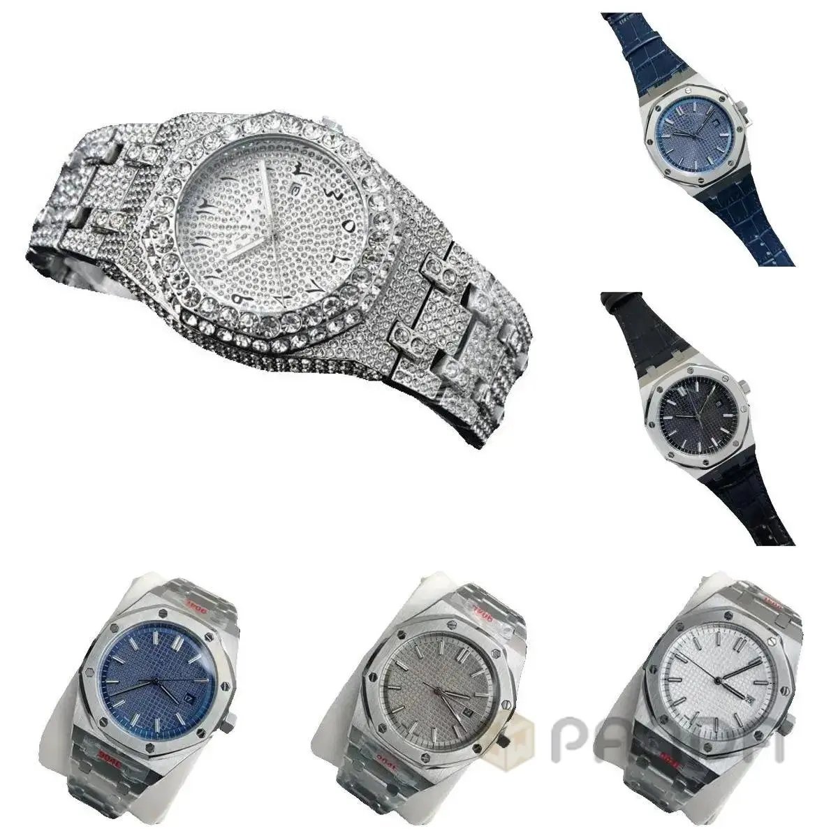 Design Iced Out Octagonal Bezel Watch Silver
