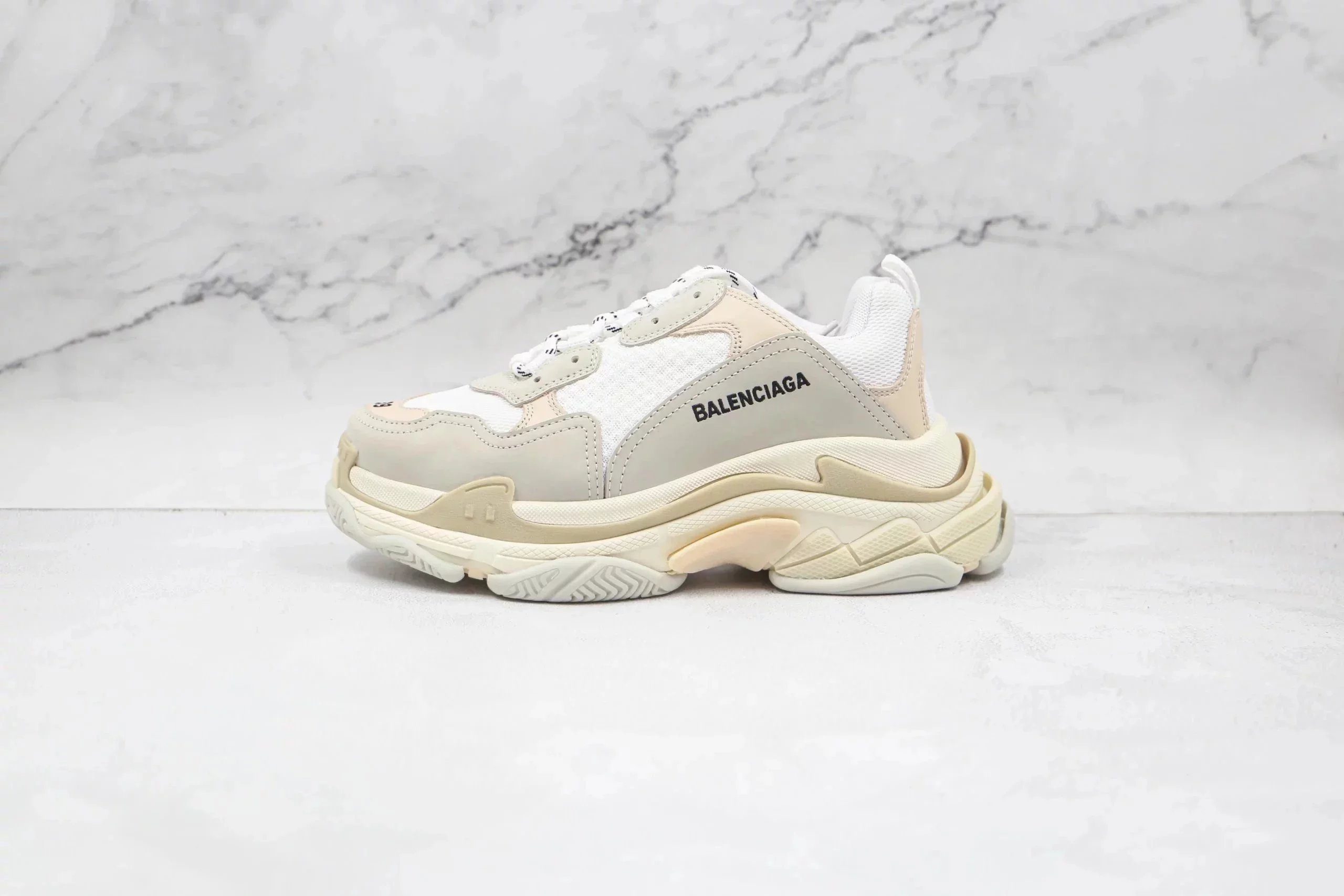 Balenciaga Triple S Chunky Sneakers White and Beige