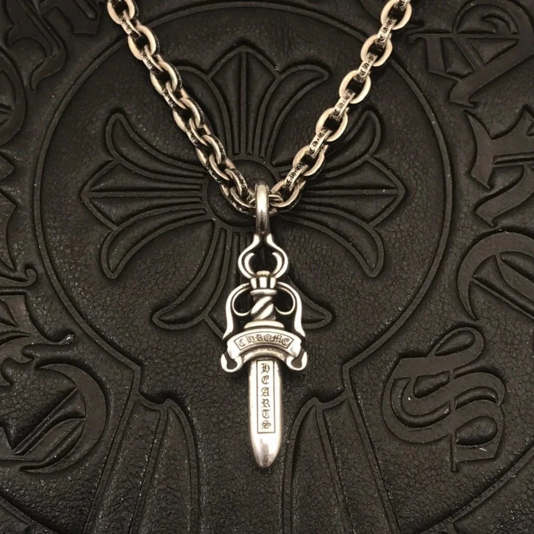 Chrome Hearts CH Dagger Pendant Silver Necklace
