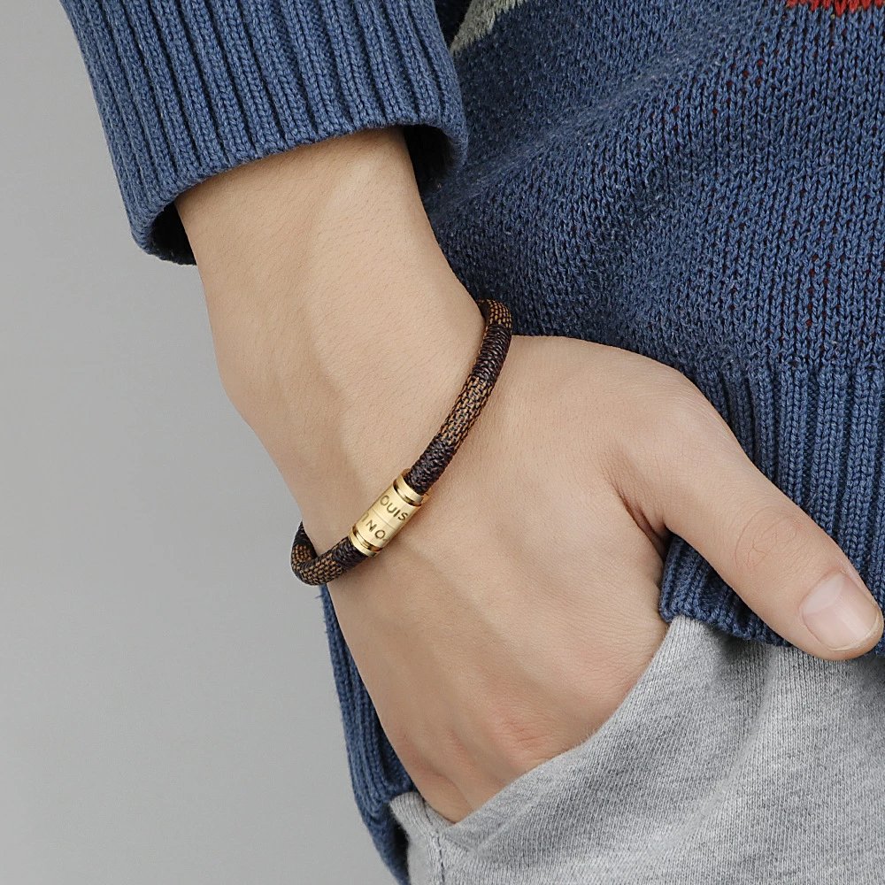 Louis Vuitton LV Keep It Bracelet Damier Ebene Canvas Gold Brown