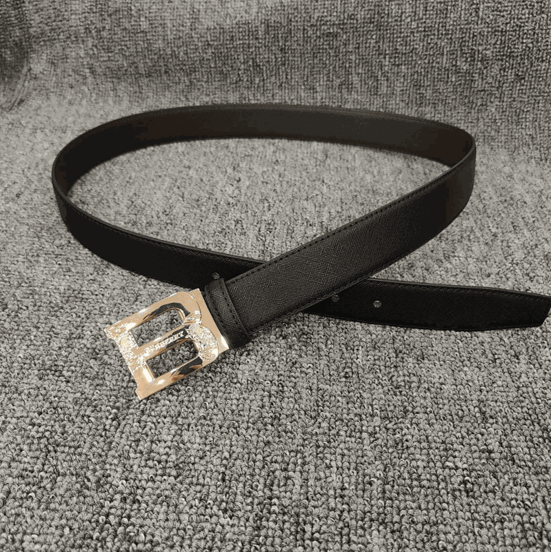 Burberry B-Buckle Saffiano Leather Belt Black