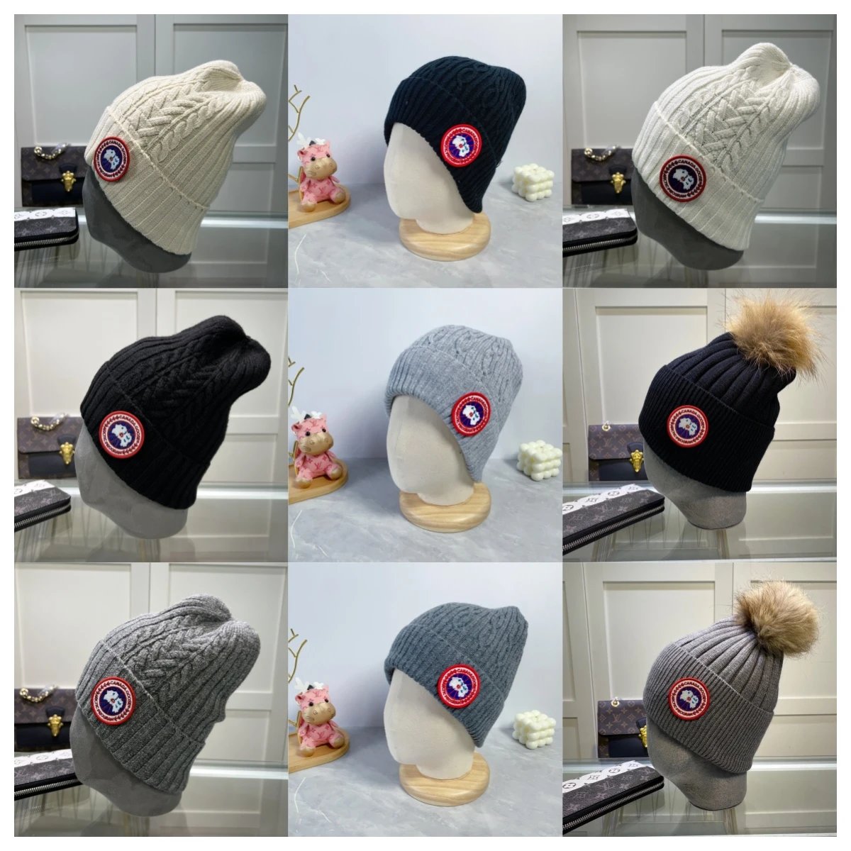 Canada Goose Arctic Disc Cable Knit Beanie Winter Hat Multicolor