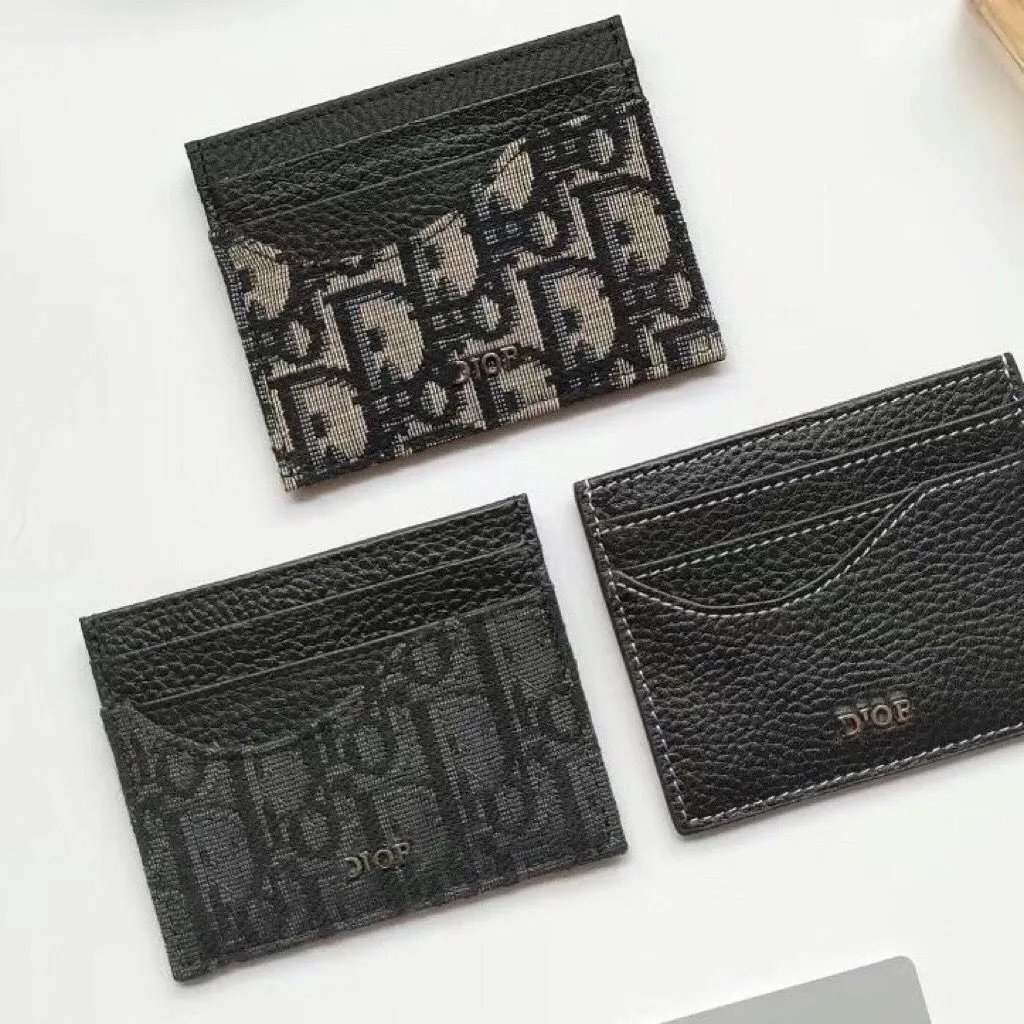 Dior Oblique Card Holder Slim Leather Accessory Black