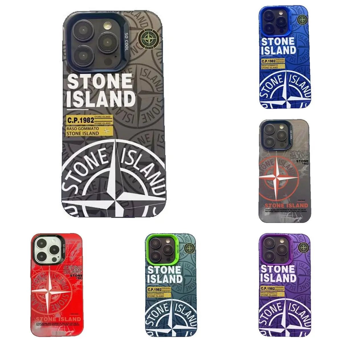 Stone Island Compass Graphic Protective Phone Case Multicolor