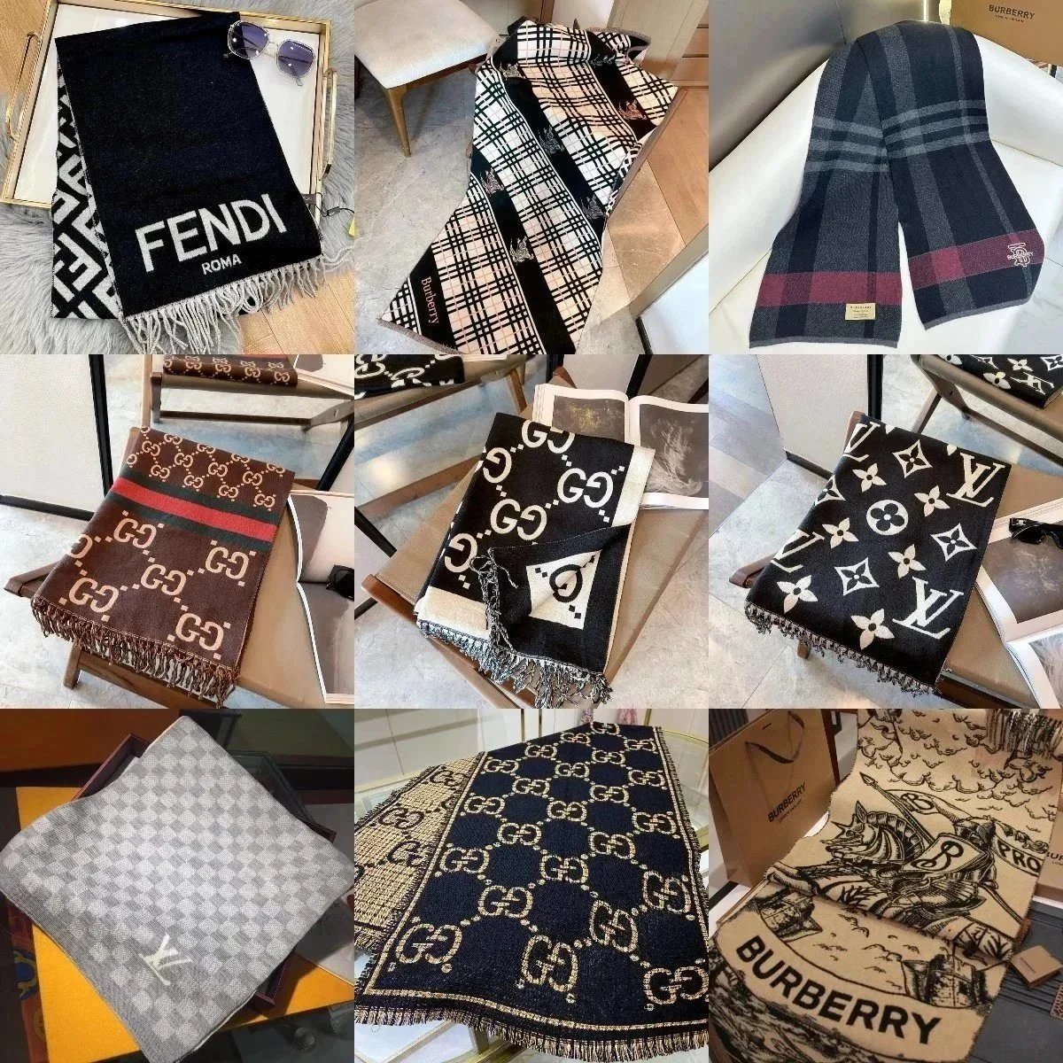 Burberry Check Print Classic Scarf Beige