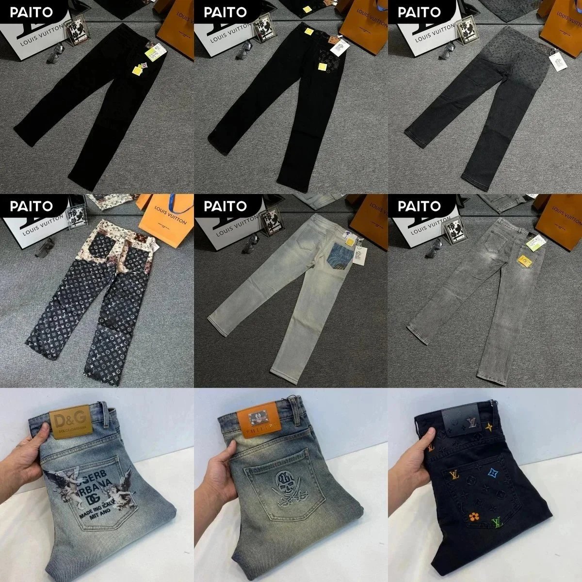 Louis Vuitton LV Monogram Denim Jeans Casual Pants Black
