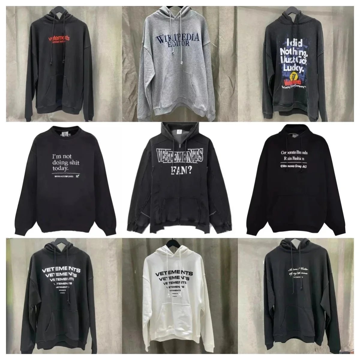 Vetements Graphic Print Oversized Hoodie Black