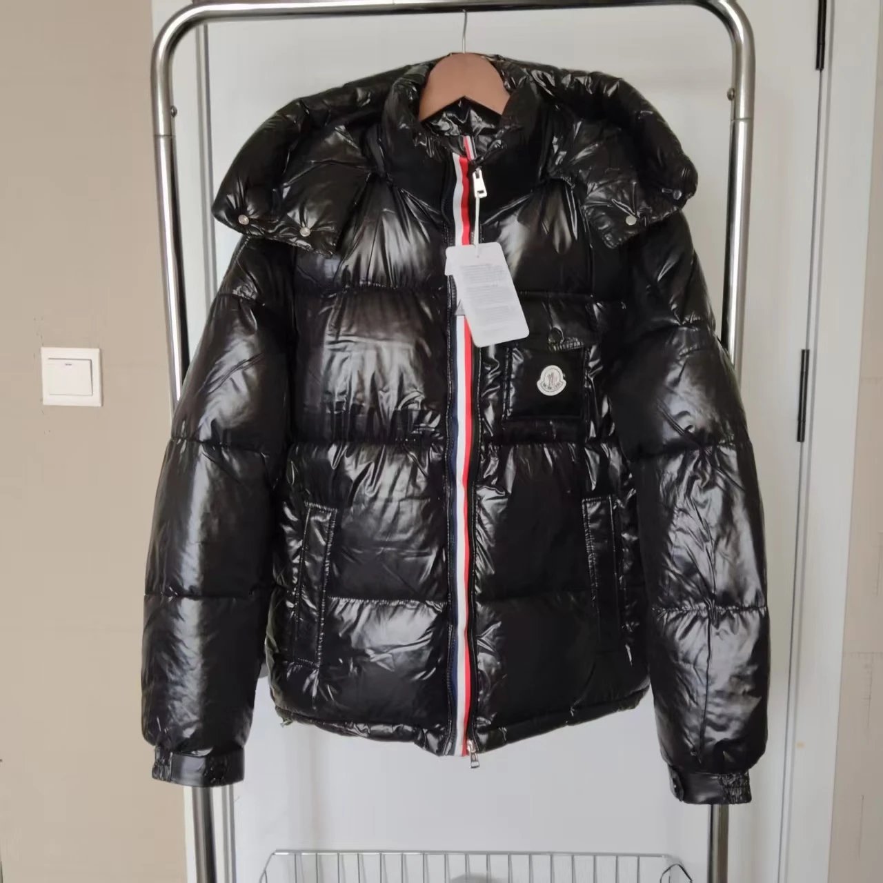 Moncler Maya Shiny Puffer Jacket Black