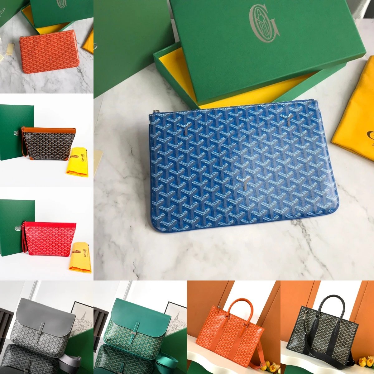 Goyard Sénat Pouch Classic Canvas Clutch Blue